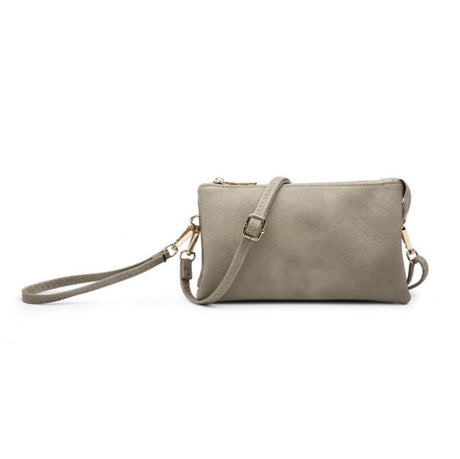 Light khaki crossbody bag on a white background