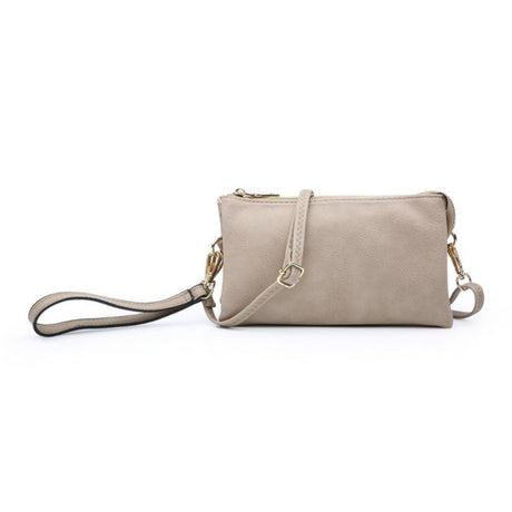 Sand handbag with a strap on a white background