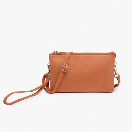 Smooth ginger crossbody bag on a white background
