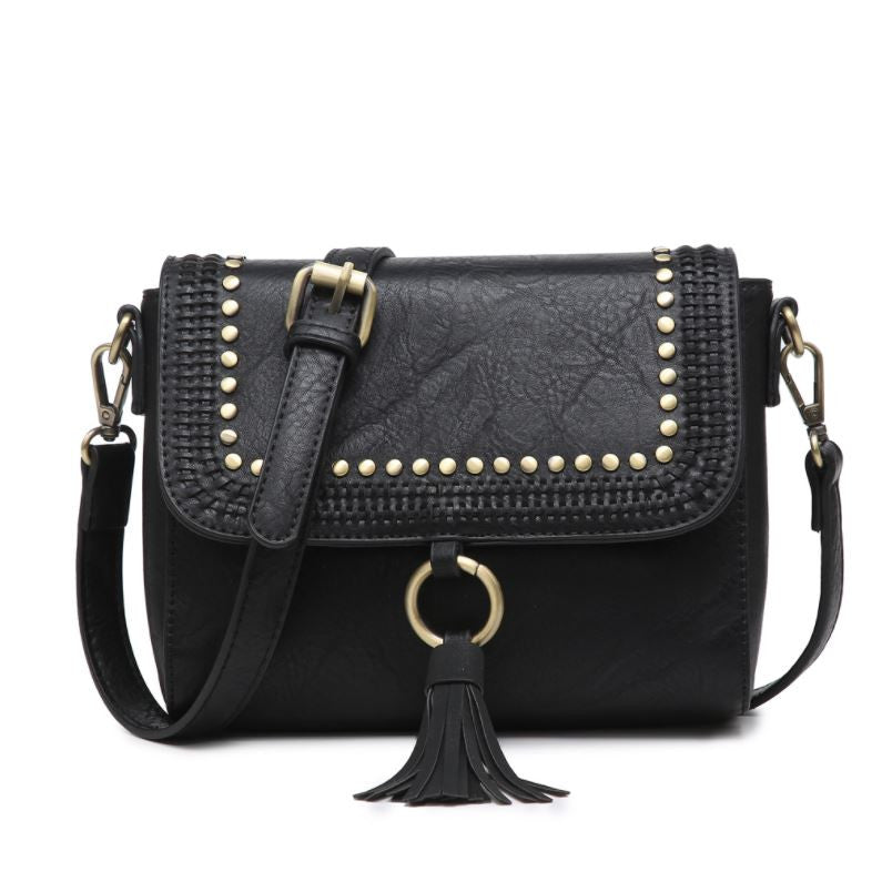 Jen & Co Sage Studded Crossbody in black