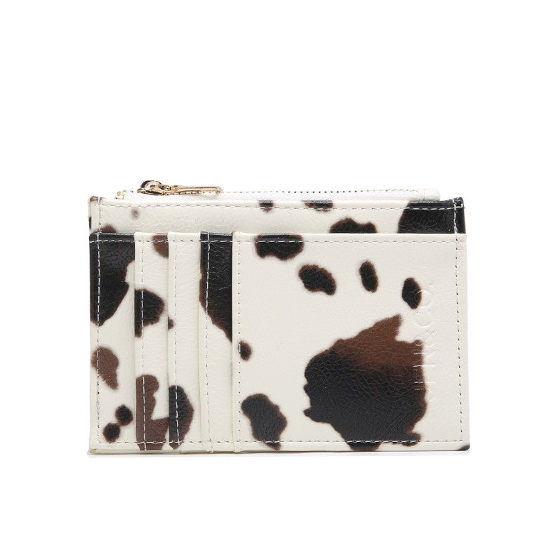 Jen & Co Sia Card Holder Wallet in cow print