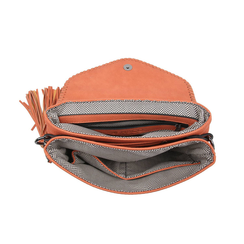 Jen & Co Sloane Flapover Crossbody inside view
