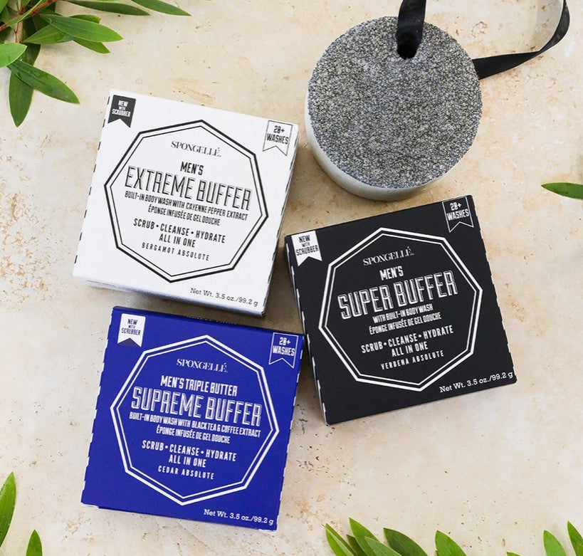 Spongelle Men's Cedar Absolute Supreme Buffer with Black Scrubber style shot