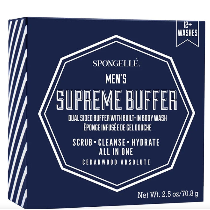 Spongelle Men's Cedar Absolute Supreme Buffer with Black Scrubber