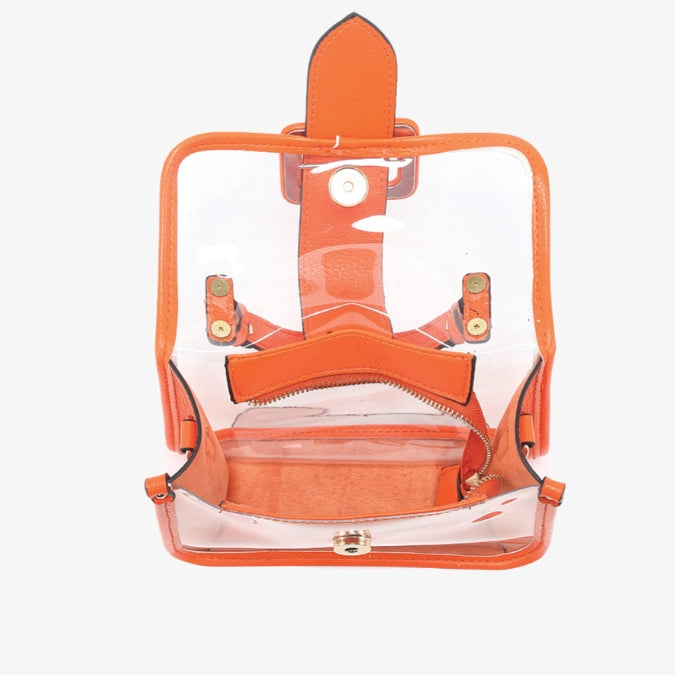Jen & Co Toni Clear Flapover Crossbody Bag