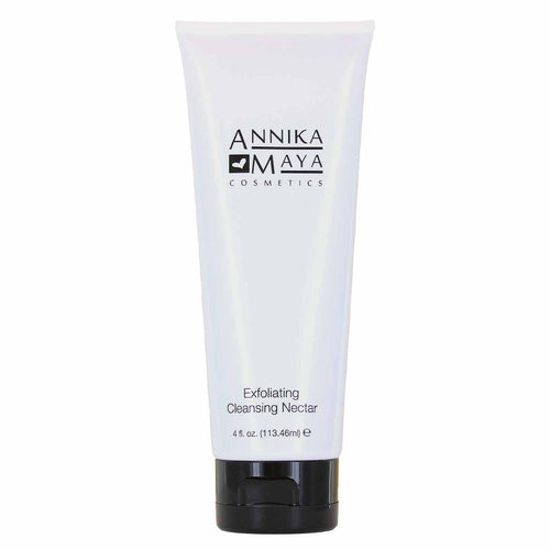 Annika Maya's Exfoliating Enzyme Scrub combines physical exfoliation with micro-beads and the enzymatic action of papaya extract.