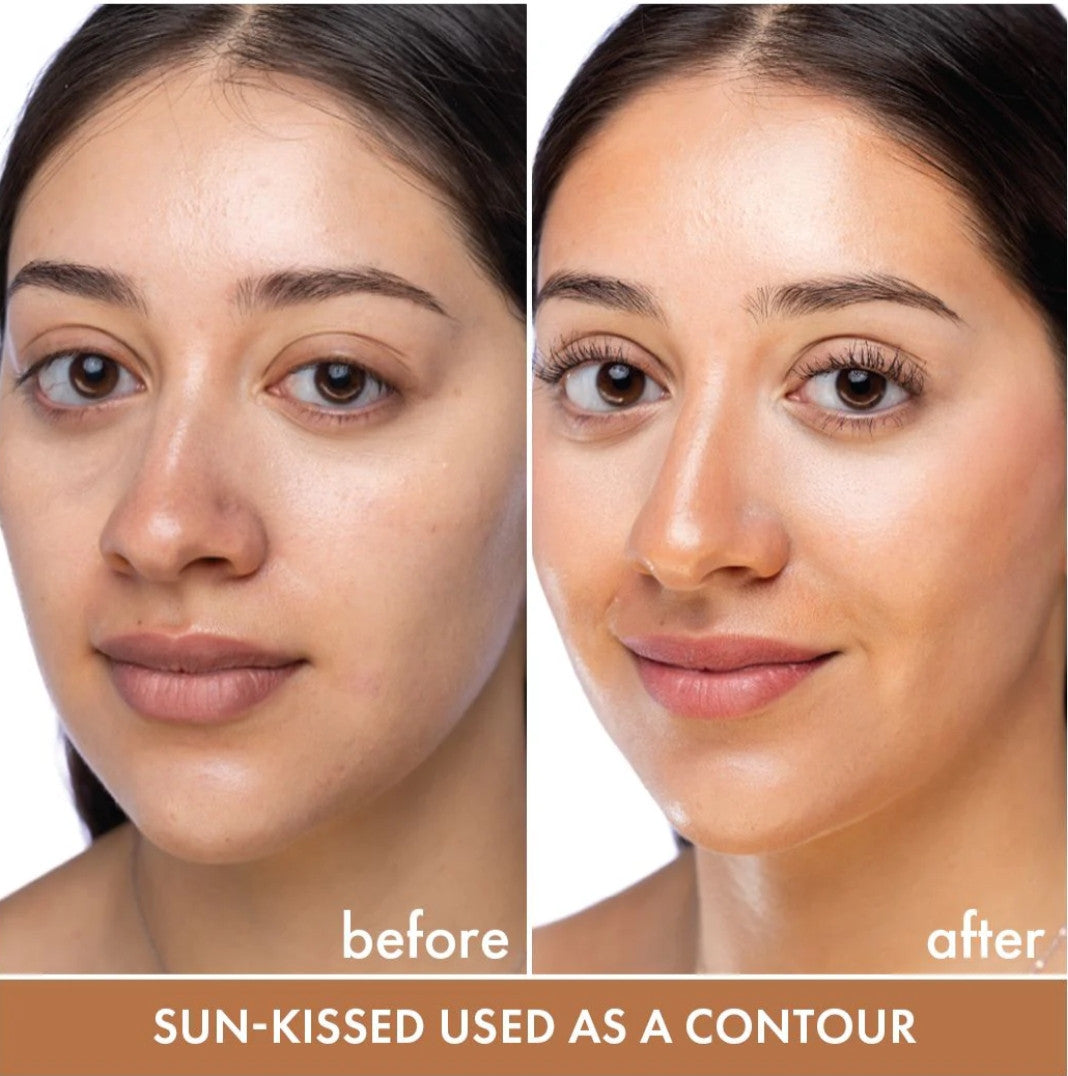 theBalm Oliver Dewy Face Drops Golden Glow before and after