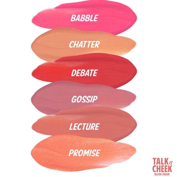 theBalm Talk is Cheek Cream Blush swatch chart